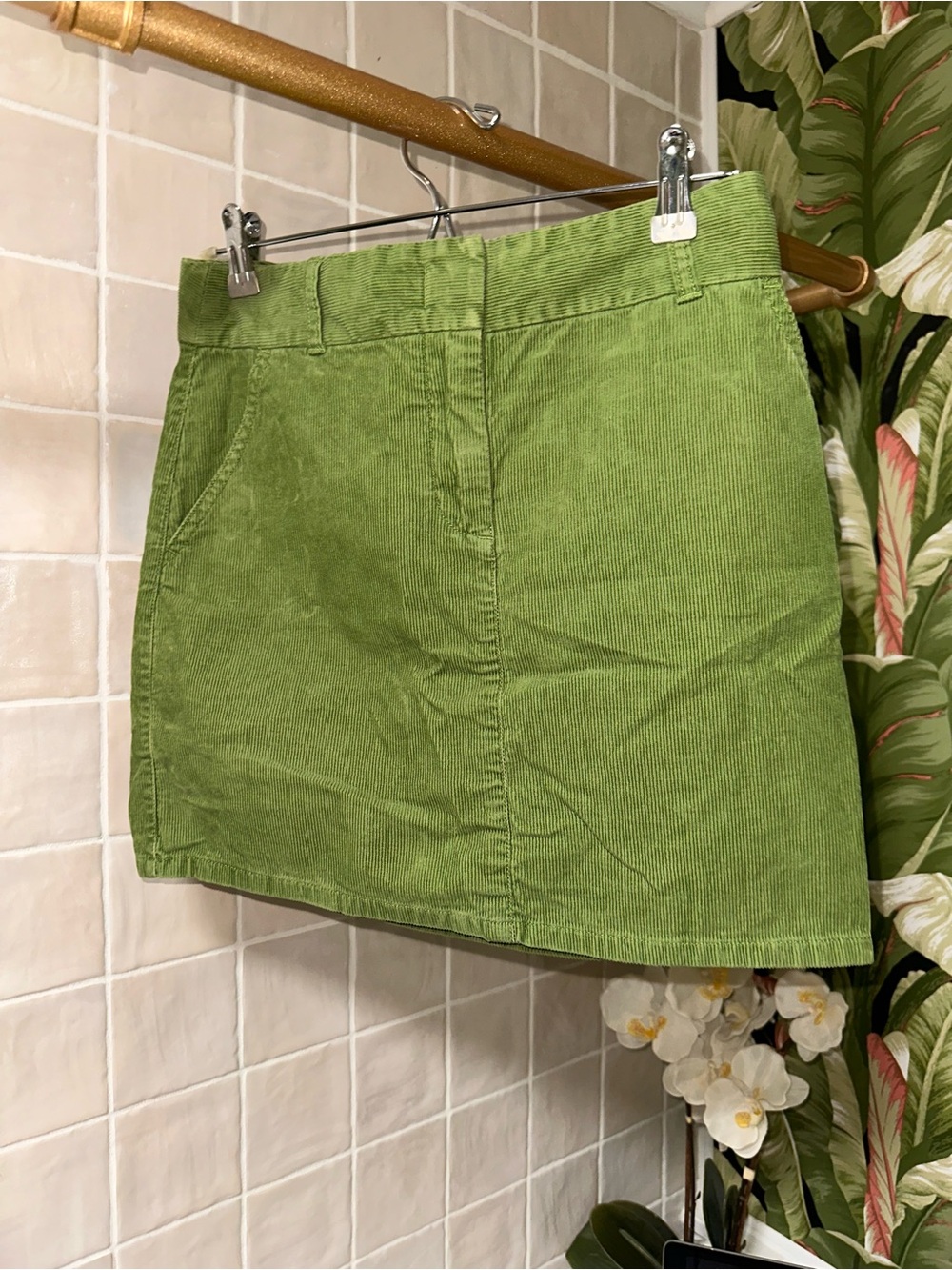 J.Crew green corduroy mini skirt- size 0